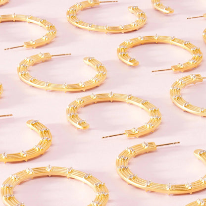 Fleur Bloom Empire Wide Hoop Earrings - FREIDA ROTHMAN