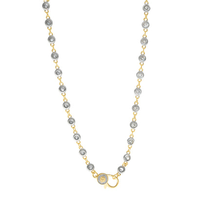 18" Silver Clear CZ Bezel Charm Bar Chain
