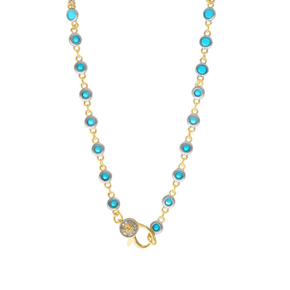 18" Turquoise Bezel Charm Bar Chain