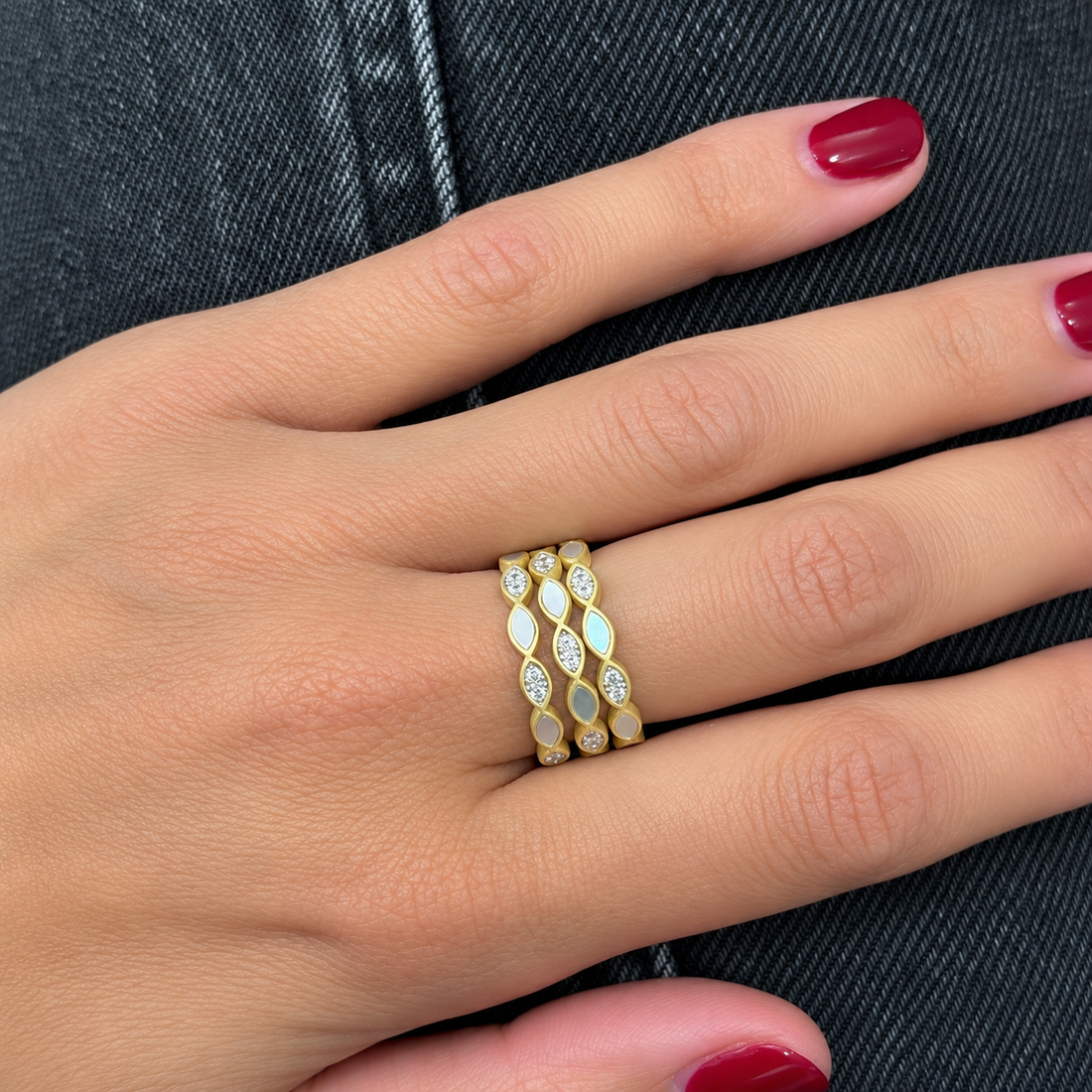 Mother of Pearl Marquise Stacking Ring