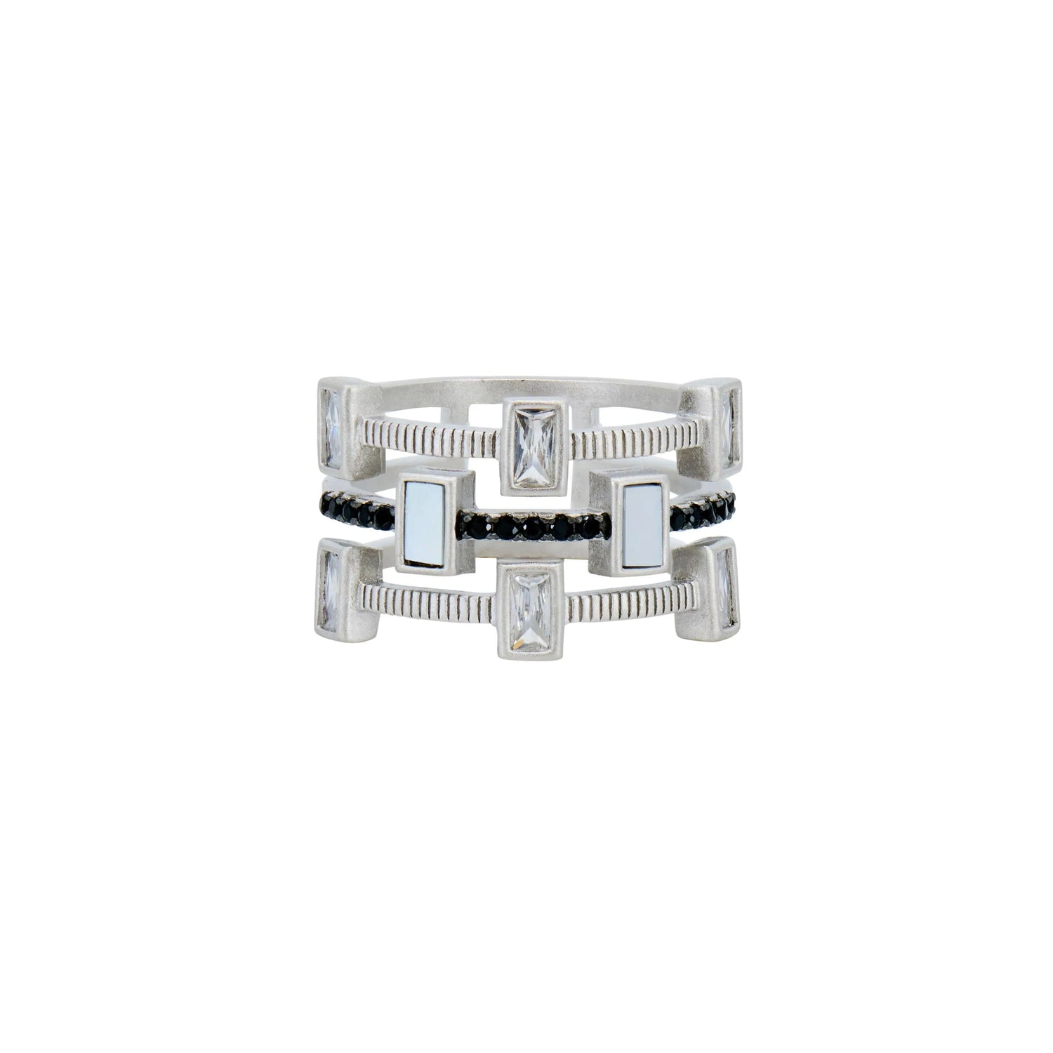 9 Cobblestone 3-Stack Ring Industrial Finish RING