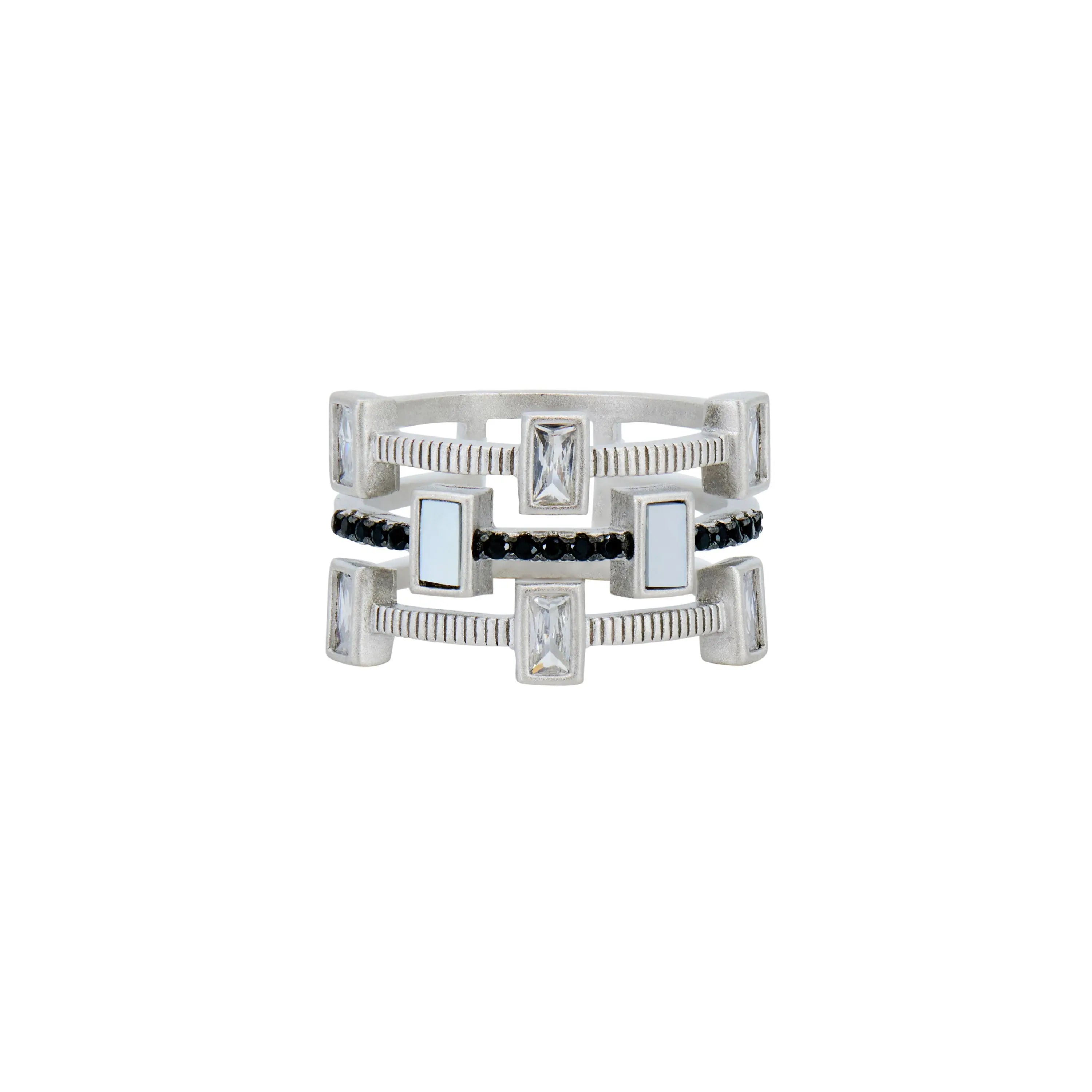 9 Cobblestone 3-Stack Ring Industrial Finish RING