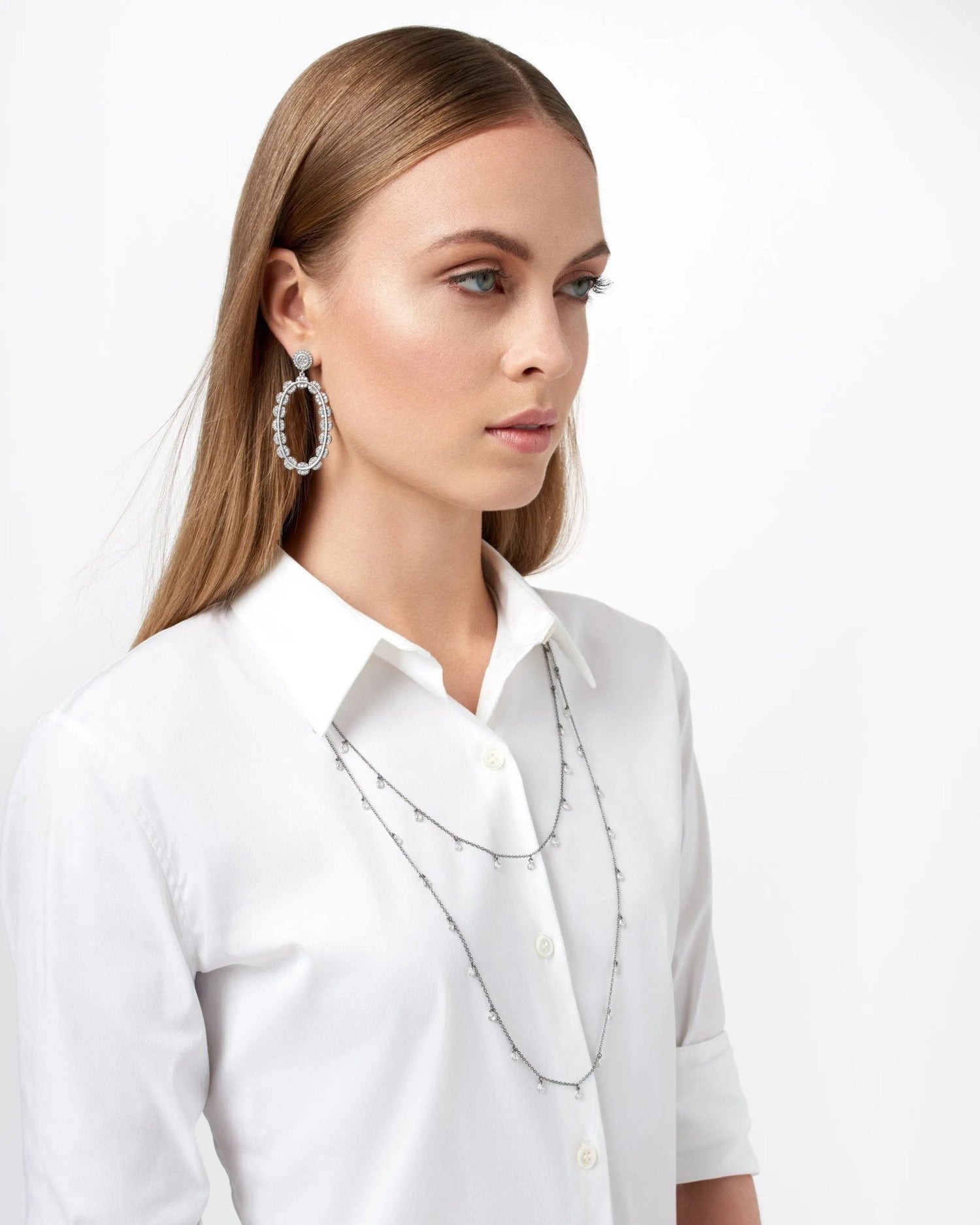 Industrial Finish Large Pav̩ Oval Drops - FREIDA ROTHMAN