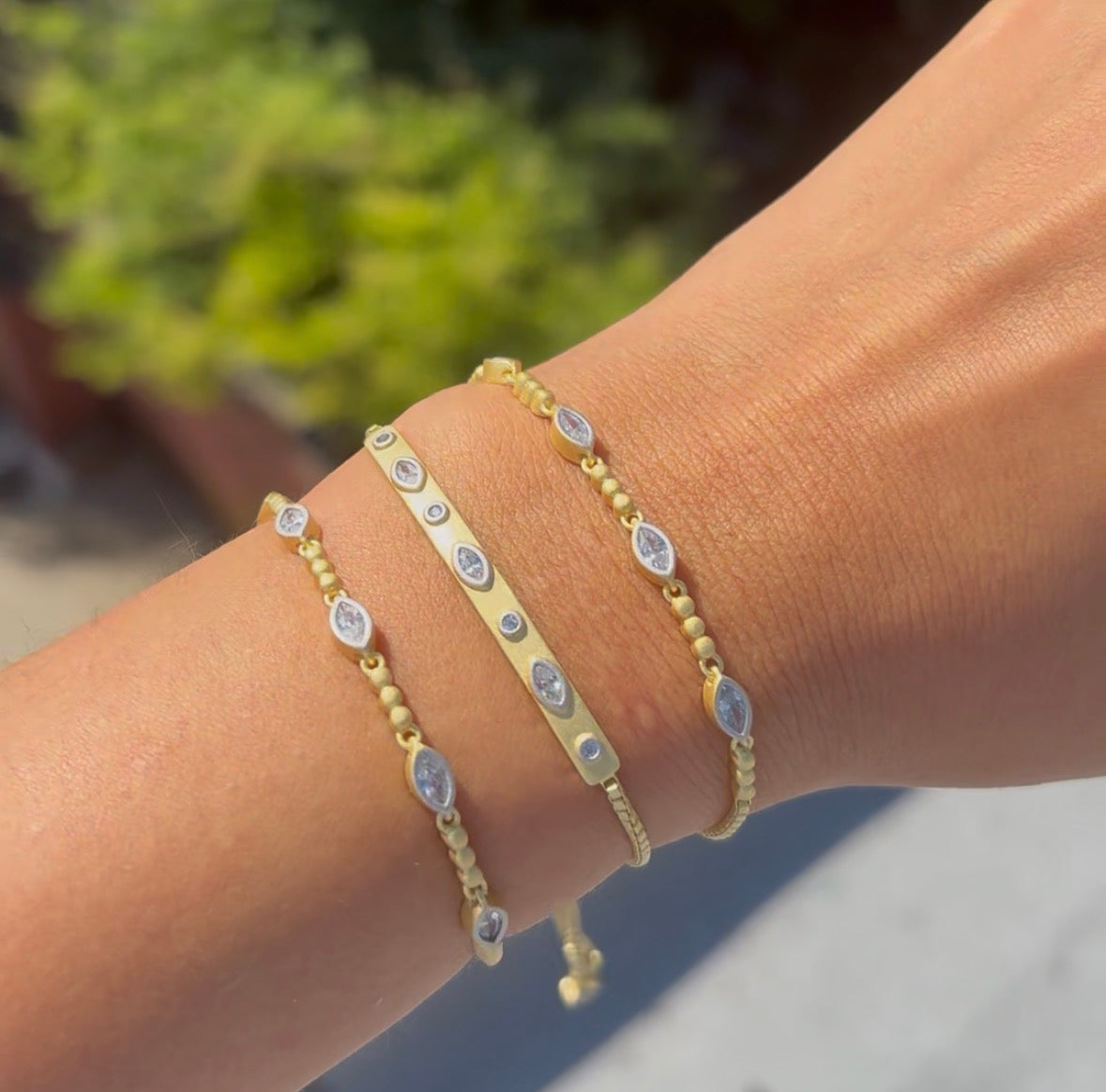 Signature Marquise Bar Adjustable Bracelet