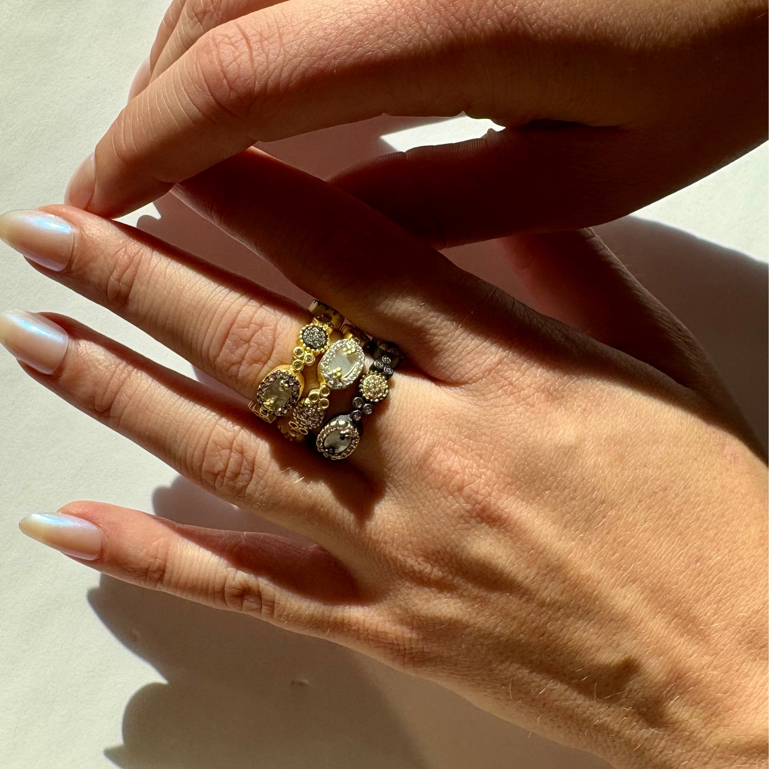 Imperial Mother of Pearl and Pavé Ring