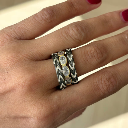 Pavé Chevron Braided Ring