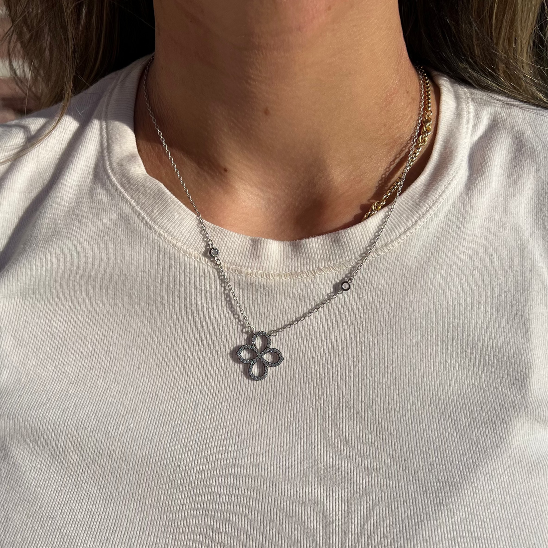 Open Clover Pav̩é Necklace