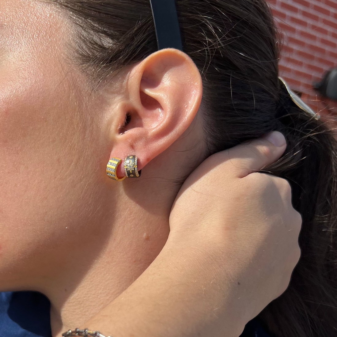 Pavé Stripe Huggy Earrings