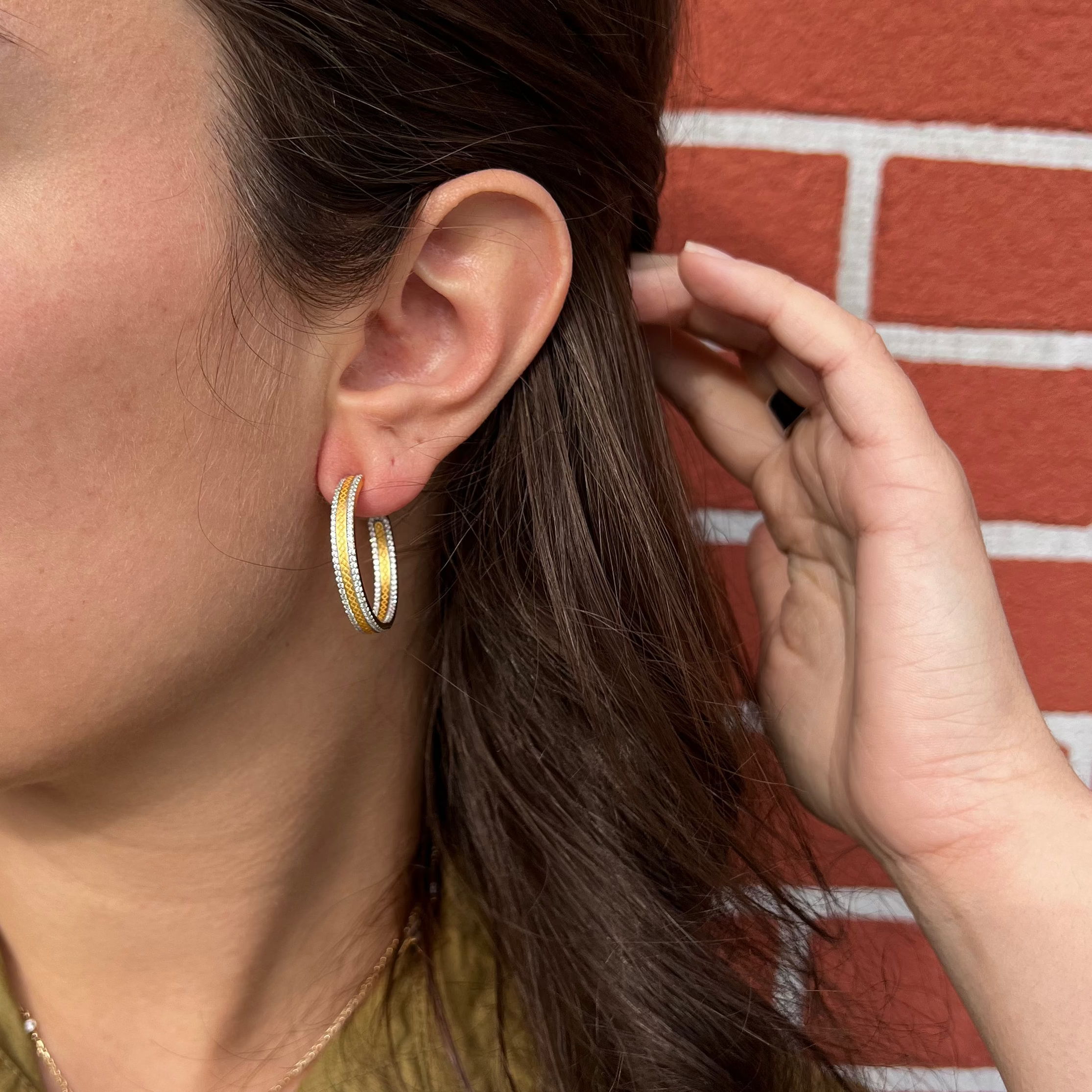 Basket Weave CZ Hoops