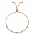 A delicate gold chain bracelet with five marquise-cut clear gemstones spaced along the lower curve, featuring an adjustable sliding clasp with matching round gemstone tips, shown on a plain white background.