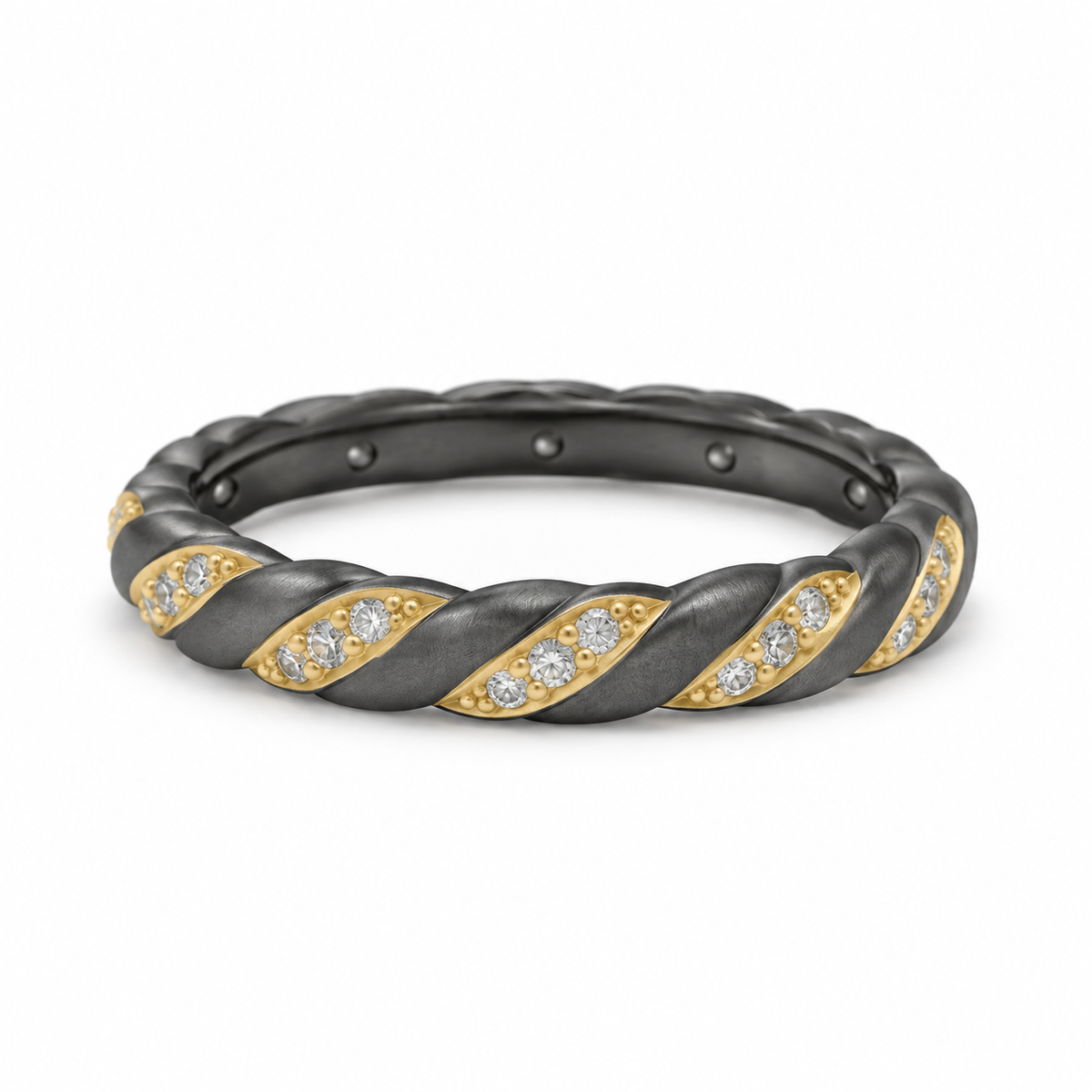 Industrial Finish Pavé Twist Band Ring