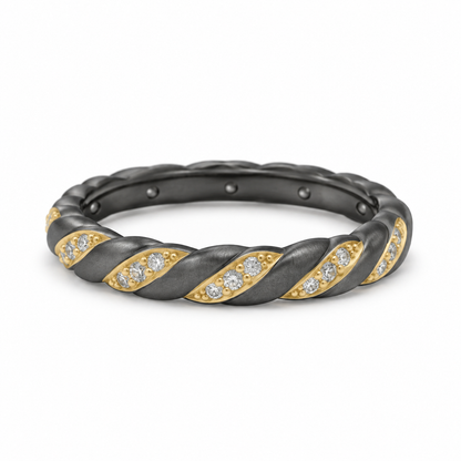 Industrial Finish Pavé Twist Band Ring
