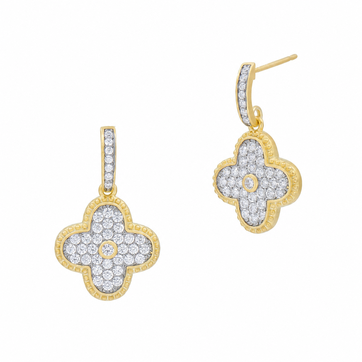 Brooklyn Mosaic Clover Pavé Drop Earrings