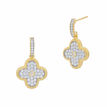 Brooklyn Mosaic Clover Pavé Drop Earrings