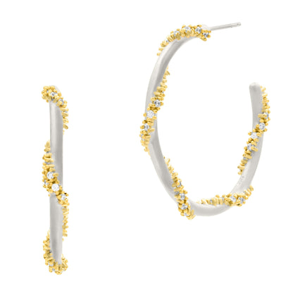 Midnight Pavé Roped Hoop Earring - FREIDA ROTHMAN