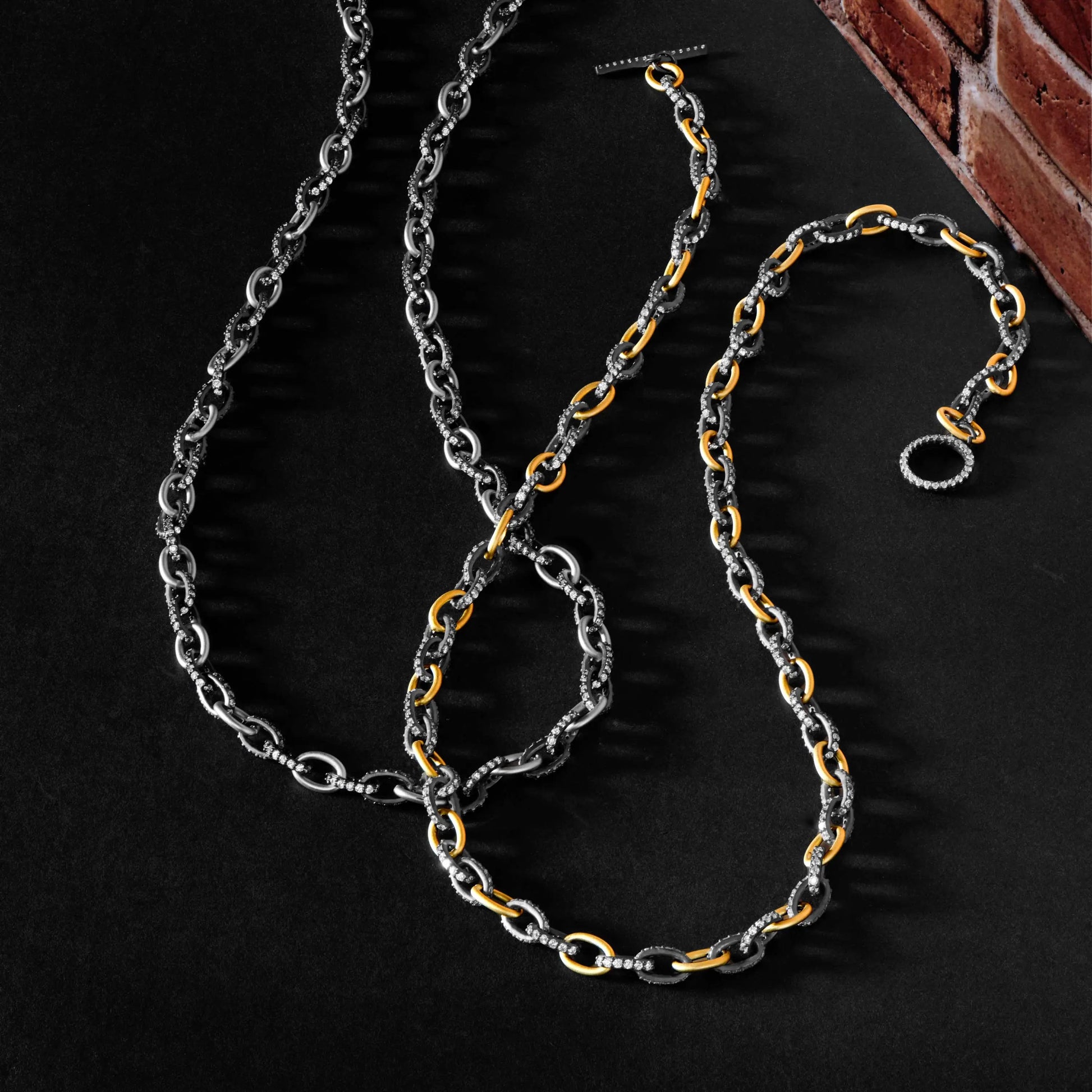  Alternating Chain Link Necklace Signature NECKLACE
