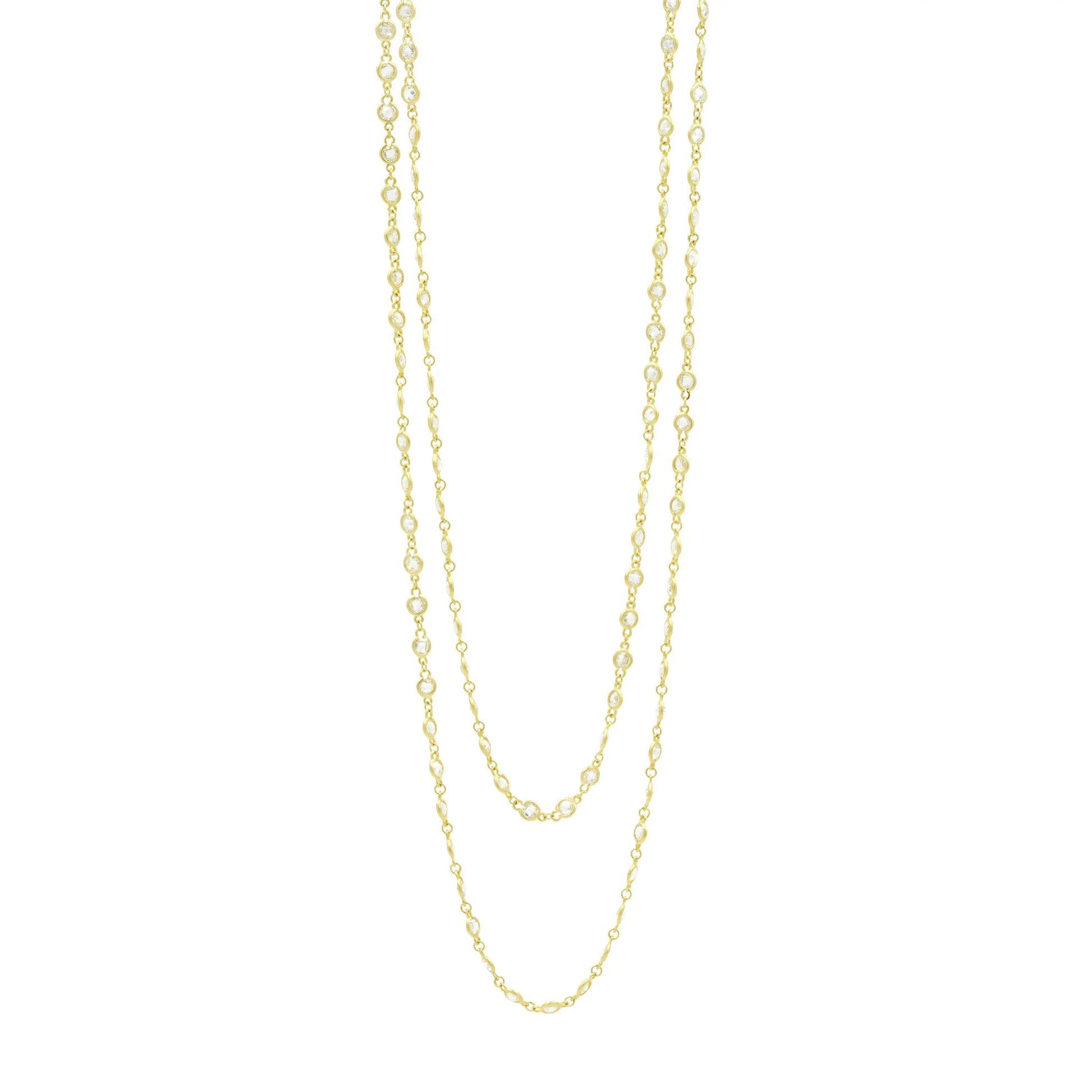 14KGoldonSterlingSilver60inches Bezel Set Radiance Wrap Chain Signature NECKLACE