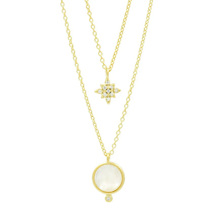  Celestial Double Drop Pendant Necklace Celestial NECKLACE