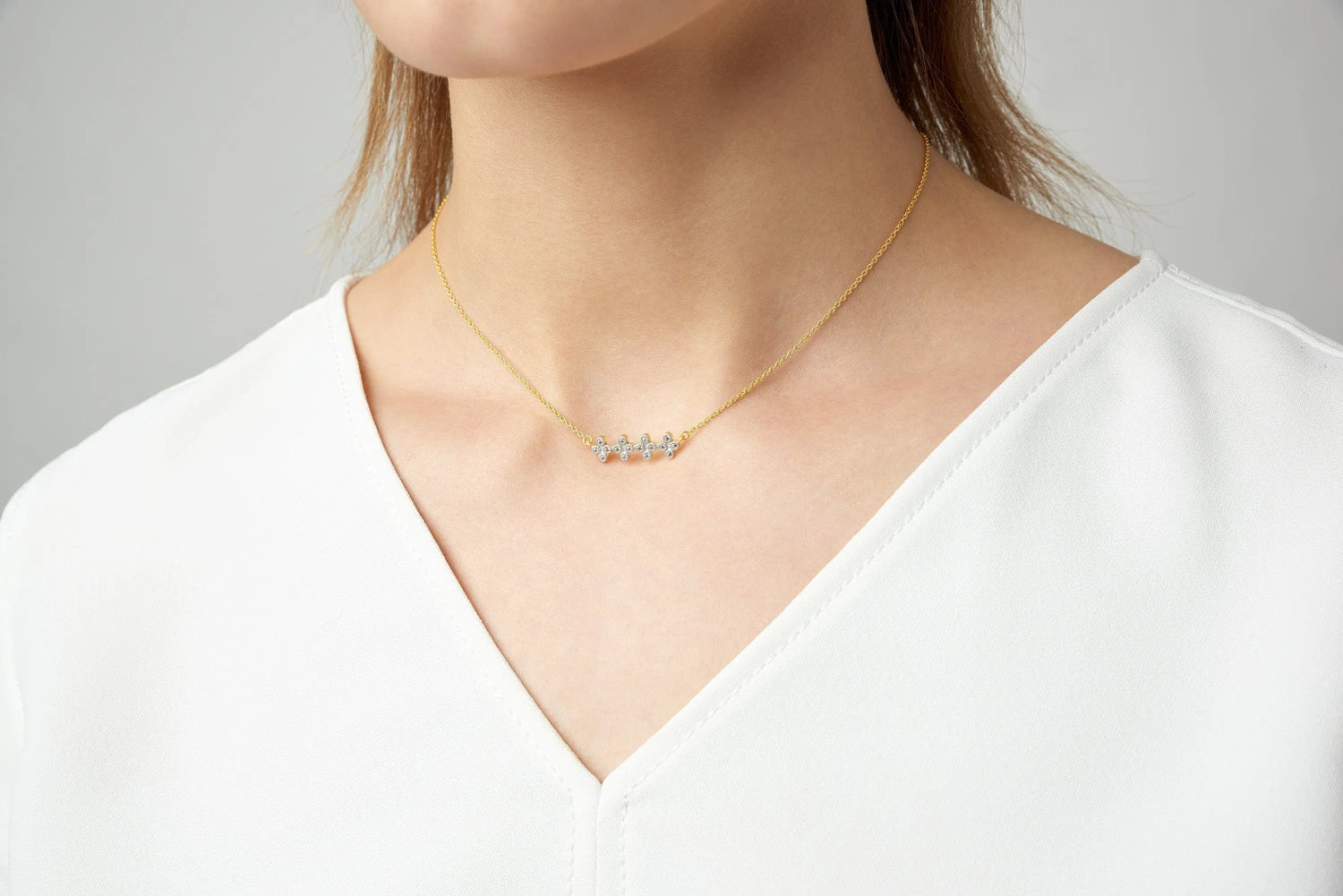 Visionary Fusion Clover Bar Pendant Necklace - FREIDA ROTHMAN