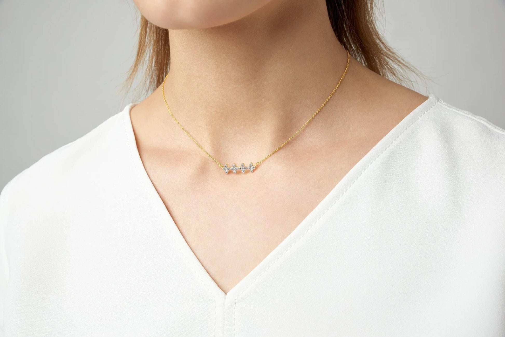 Visionary Fusion Clover Bar Pendant Necklace - FREIDA ROTHMAN