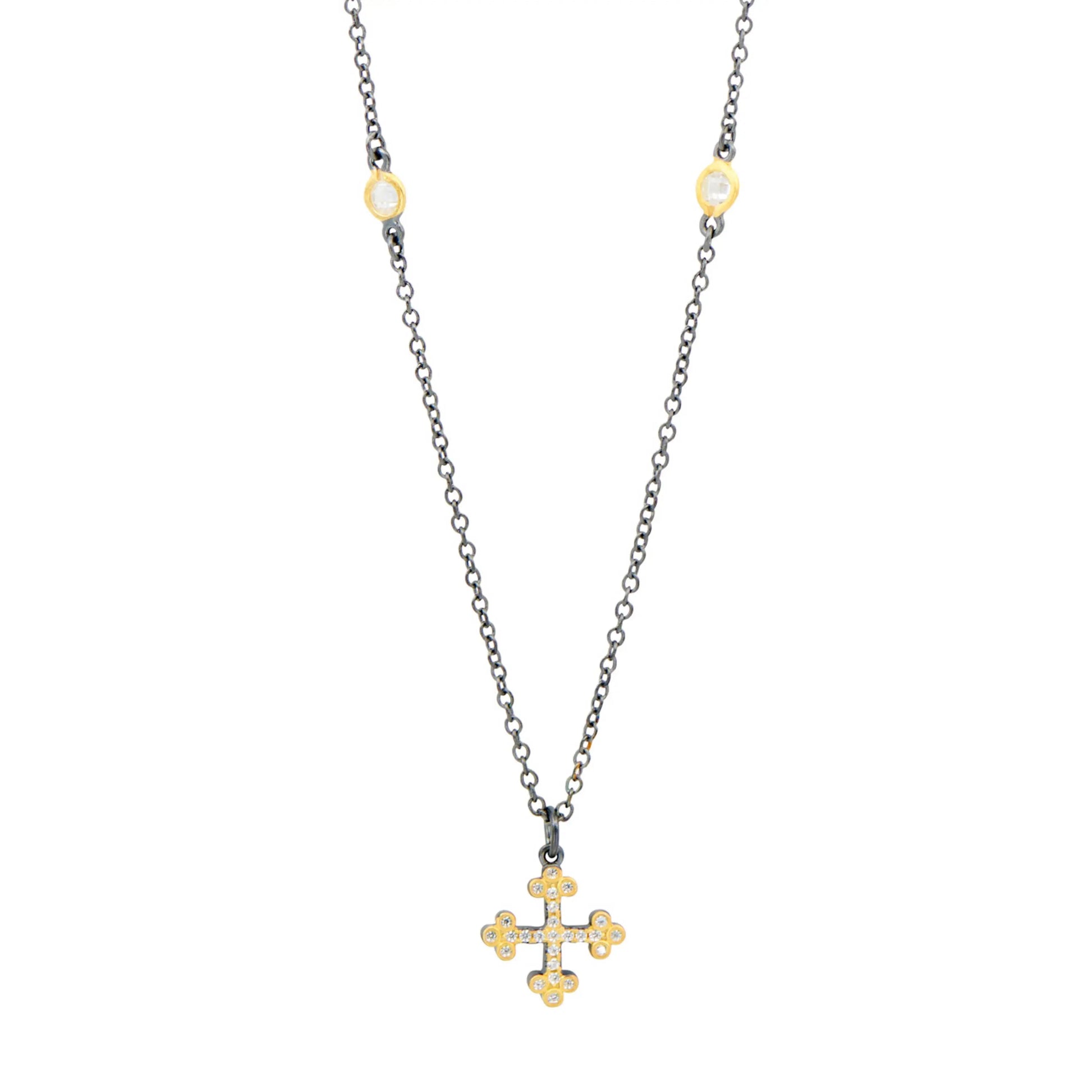 GoldBlack Cross Necklace FREIDA ROTHMAN NECKLACE