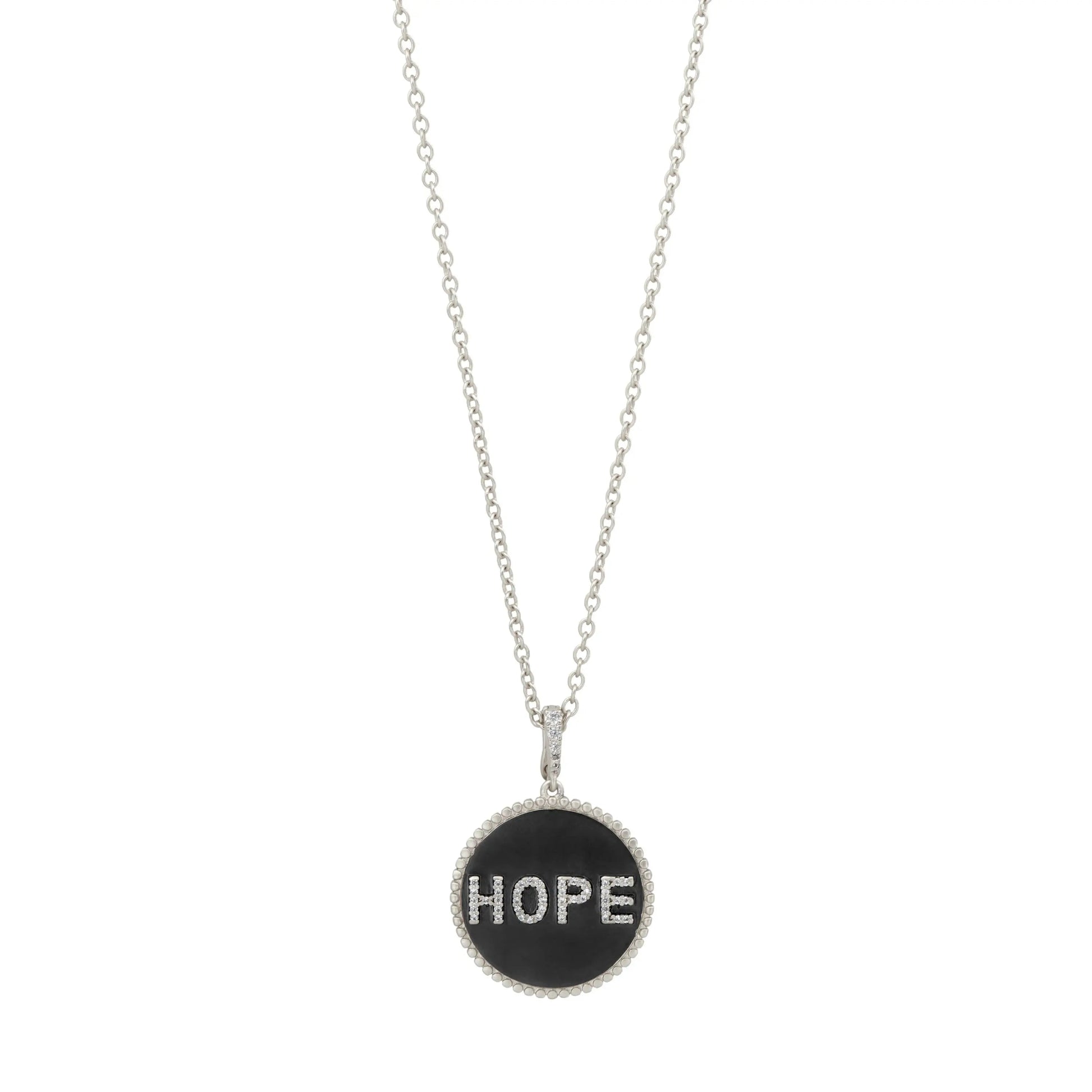 BlackSilver Double Sided HOPE Pendant Necklace Women of Strength NECKLACE