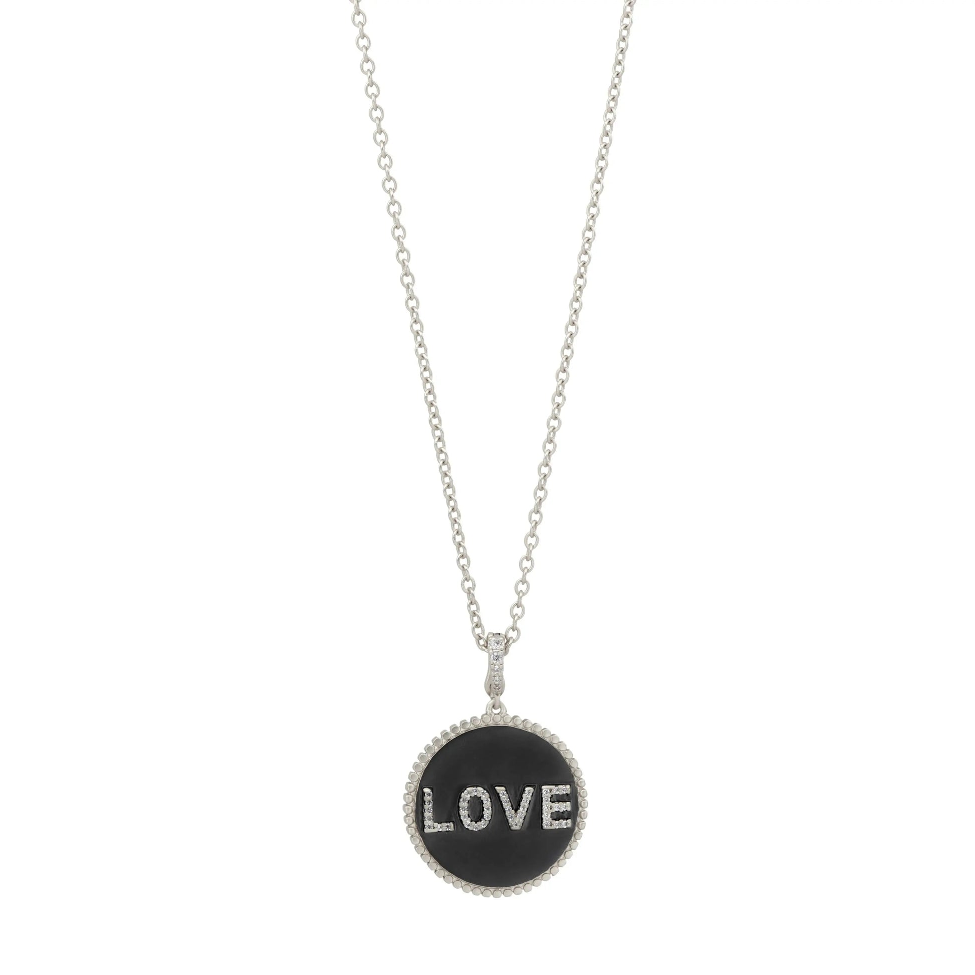 BlackSilver Double Sided LOVE Pendant Necklace Women of Strength NECKLACE