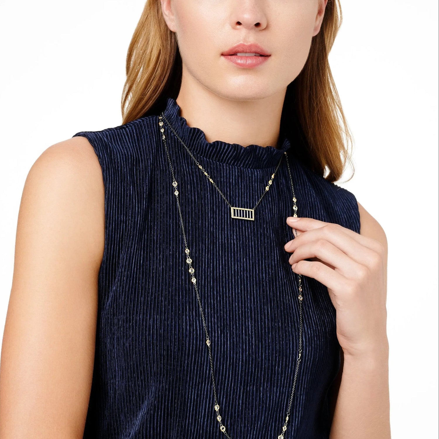  FREIDA ROTHMAN Midnight Blue Baguette Bar Pendant Necklace Midnight NECKLACE
