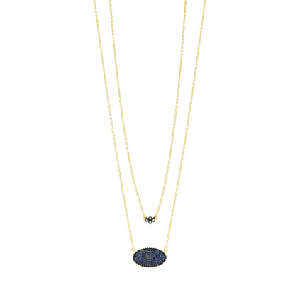  FREIDA ROTHMAN Midnight Blue Oval Pavé Double Pendant Necklace Midnight NECKLACE