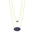 GoldBlackMatte FREIDA ROTHMAN Midnight Blue Oval Pavé Double Pendant Necklace Midnight NECKLACE