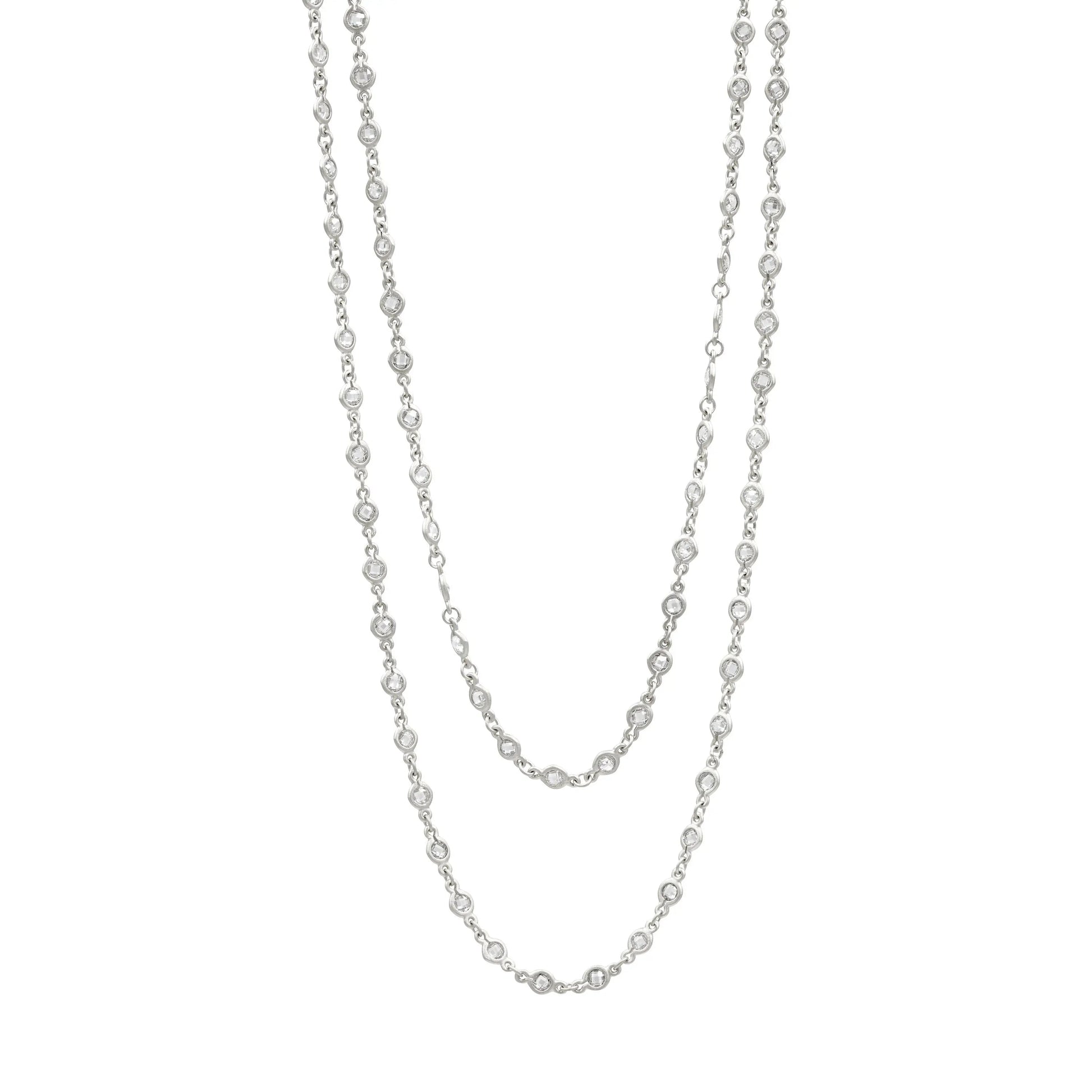 Silver Faceted Stones Wrap Chain Necklace Signature NECKLACE