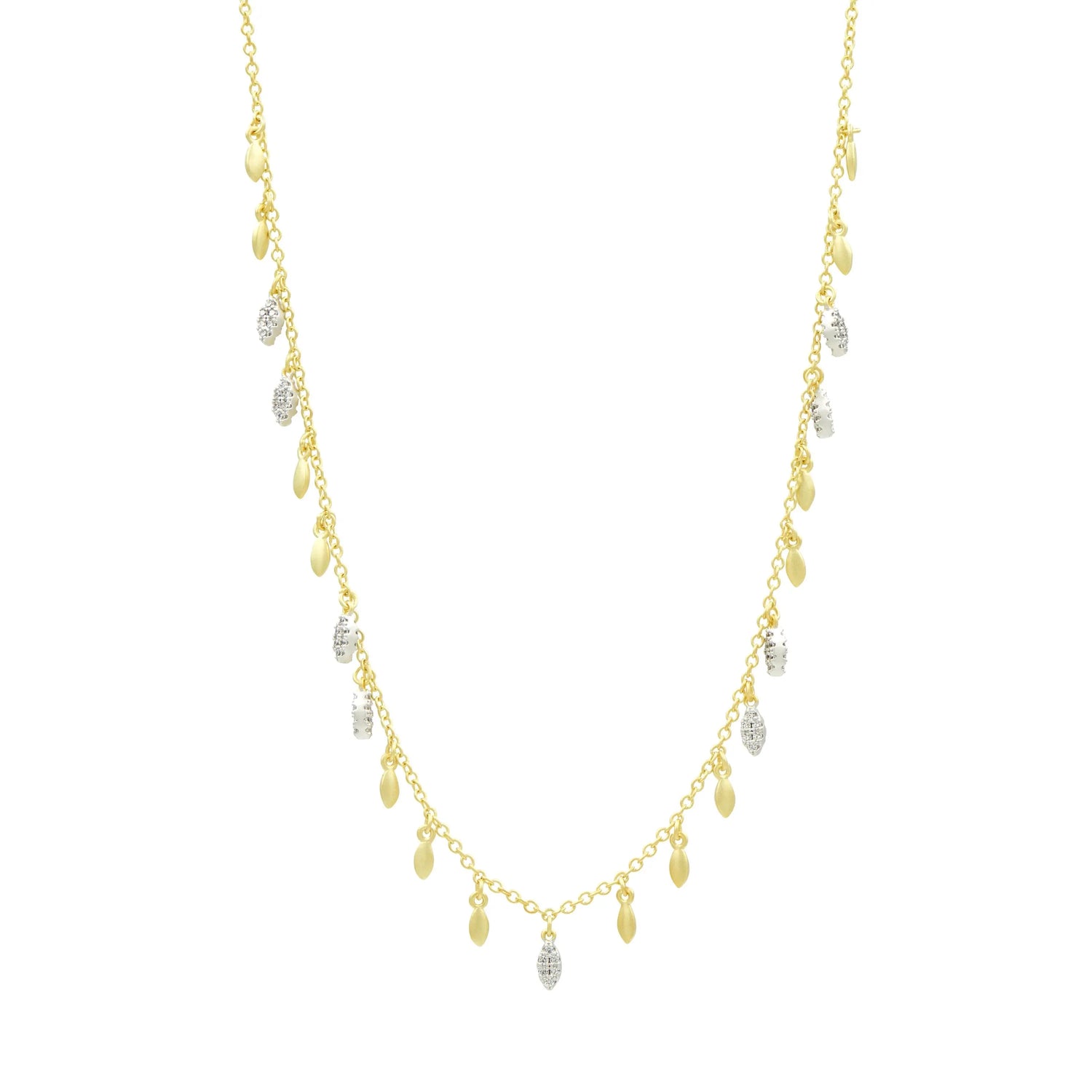 14KGoldandPlatinumonSterlingSilver Fleur Bloom EMPIRE Gold and Pavé Short Chain Necklace Fleur Bloom Empire NECKLACE