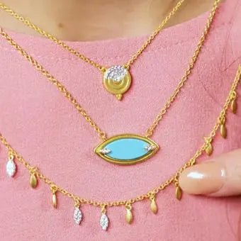 Fleur Bloom EMPIRE Turquoise Pendant Necklace - FREIDA ROTHMAN