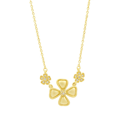 14KGoldonSterlingSilver Harmony Flower Pendant Necklace FR Vault NECKLACE