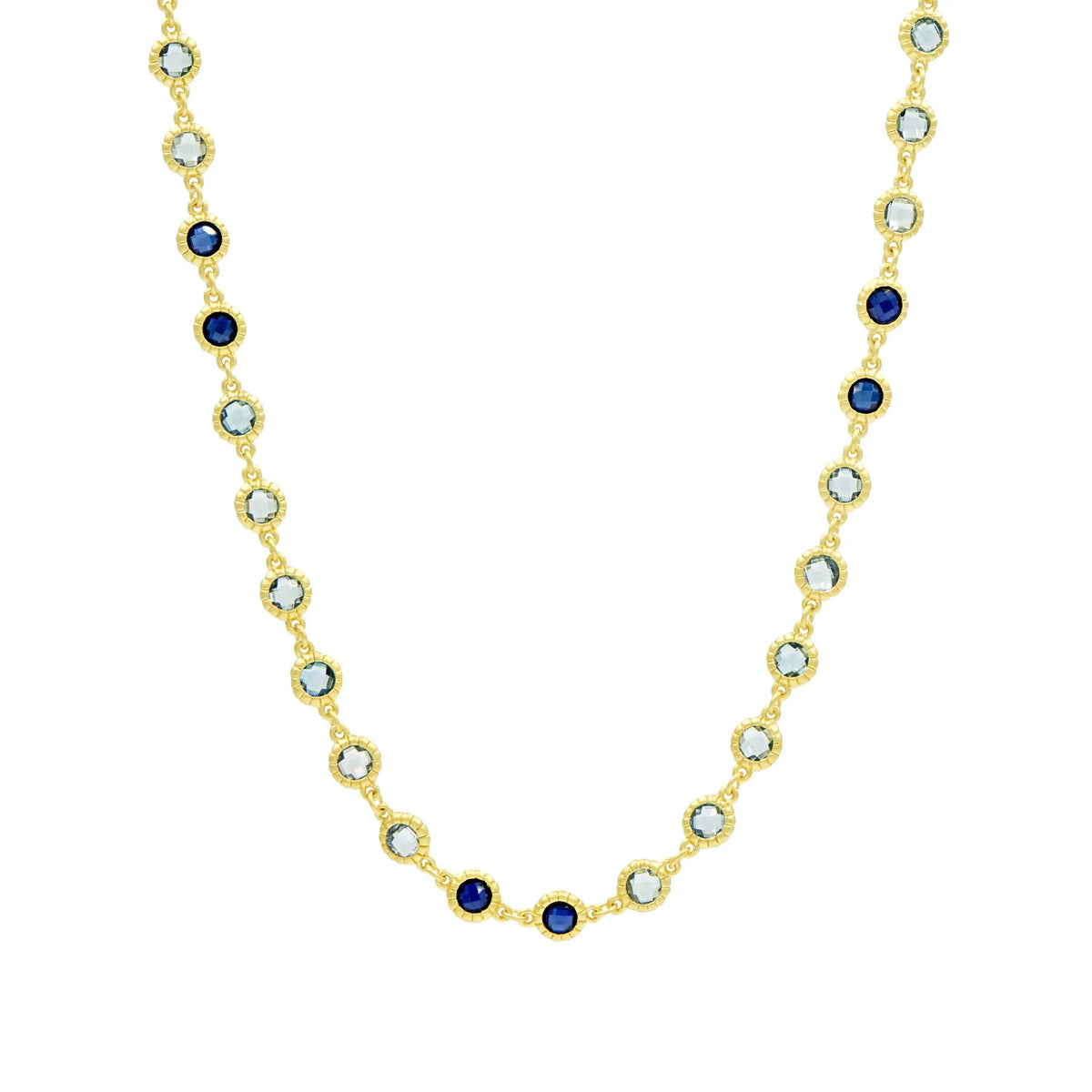 3614KGoldonSterlingSilver Imperial Blue Long Strand Necklace FR Vault NECKLACE