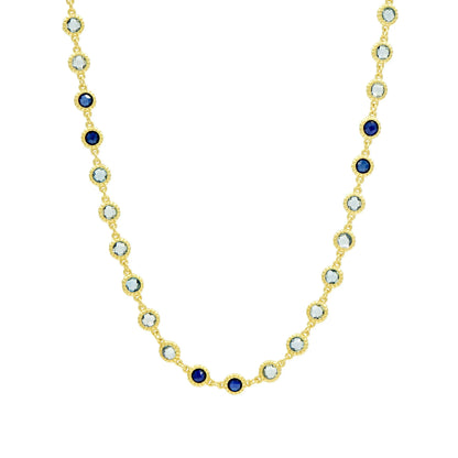 3614KGoldonSterlingSilver Imperial Blue Long Strand Necklace FR Vault NECKLACE