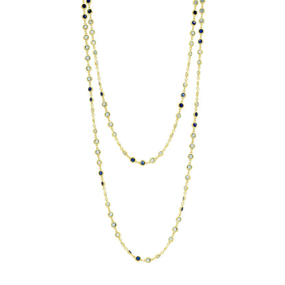 6014KGoldonSterlingSilver Imperial Blue Long Strand Necklace FR Vault NECKLACE