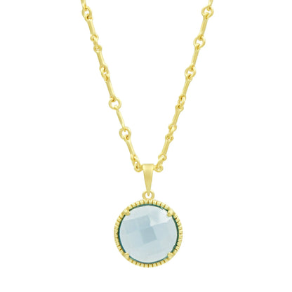 Blue Stone Single Pendant Necklace