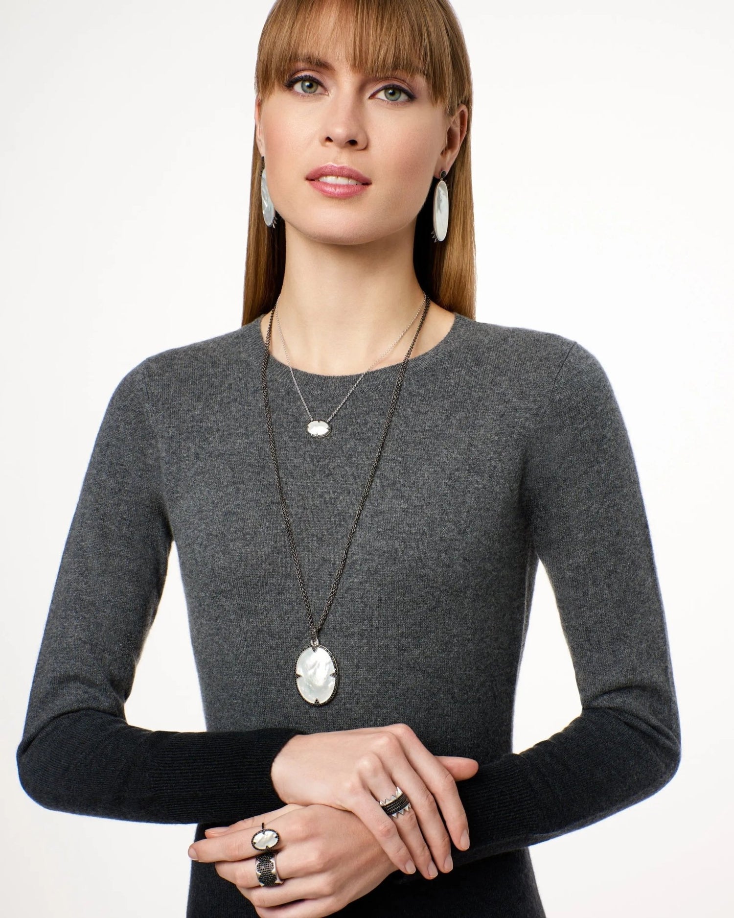 Industrial Finish Oval Pendant Necklace - FREIDA ROTHMAN