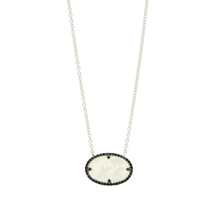 Industrial Finish Oval Pendant Necklace - FREIDA ROTHMAN