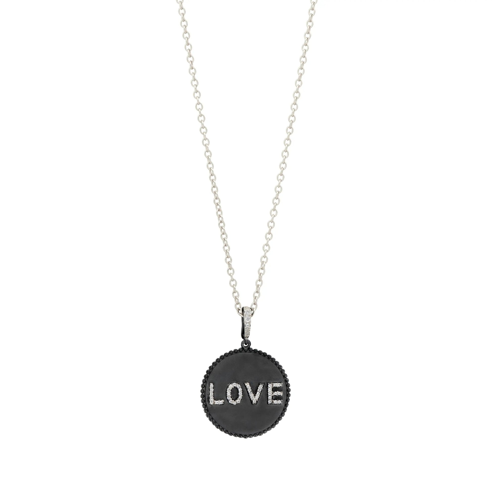 BlackSilver LOVE Pendant Necklace Women of Strength NECKLACE