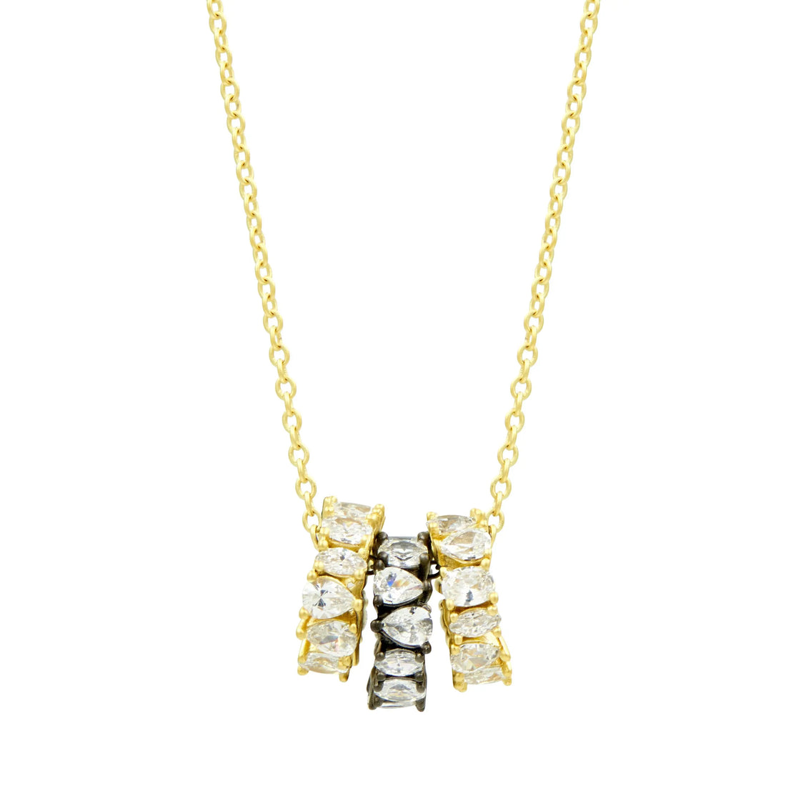 Matte16 Midnight Two-tone 3-Ring Necklace FR Vault NECKLACE