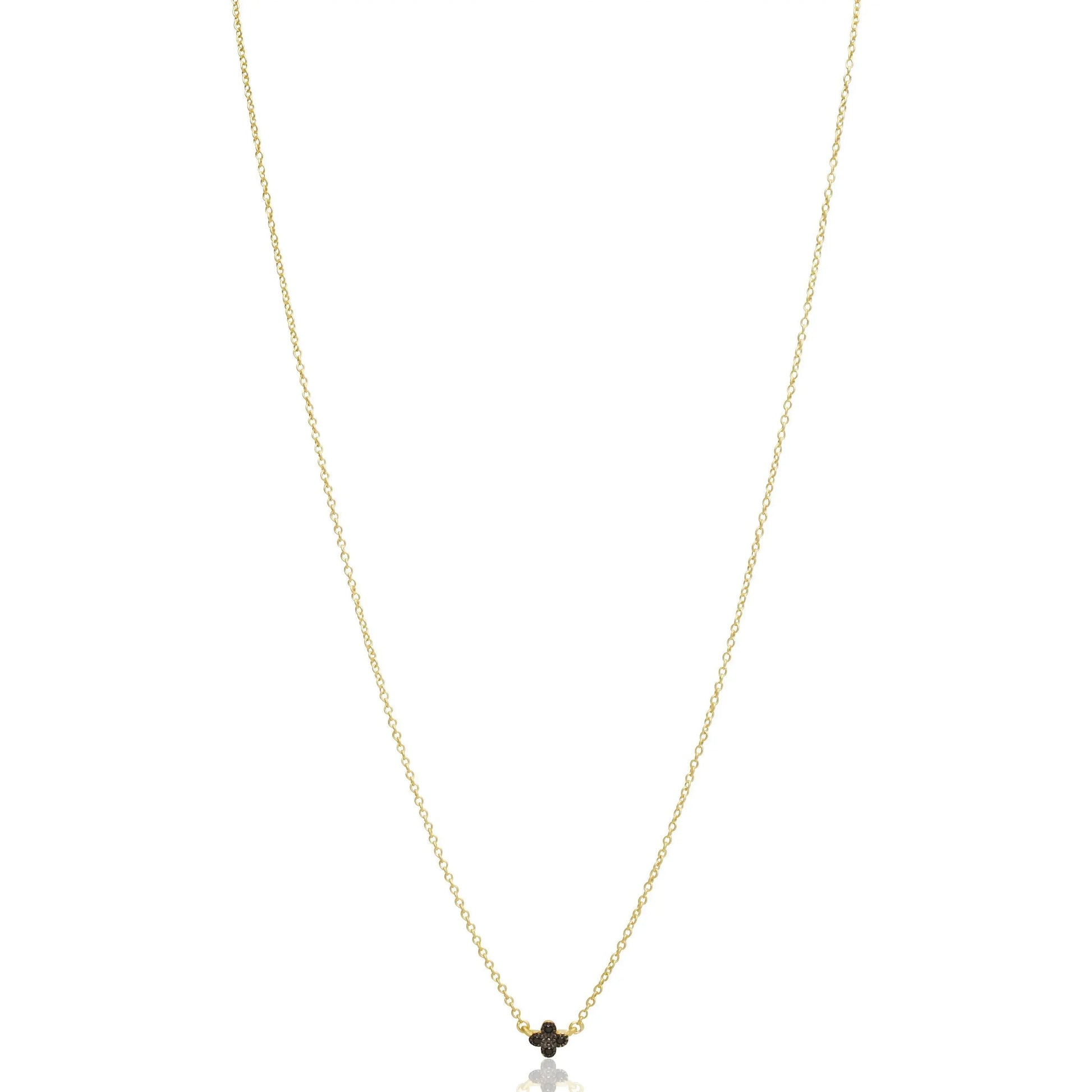 Black Pave Mini Clover Necklace - FREIDA ROTHMAN