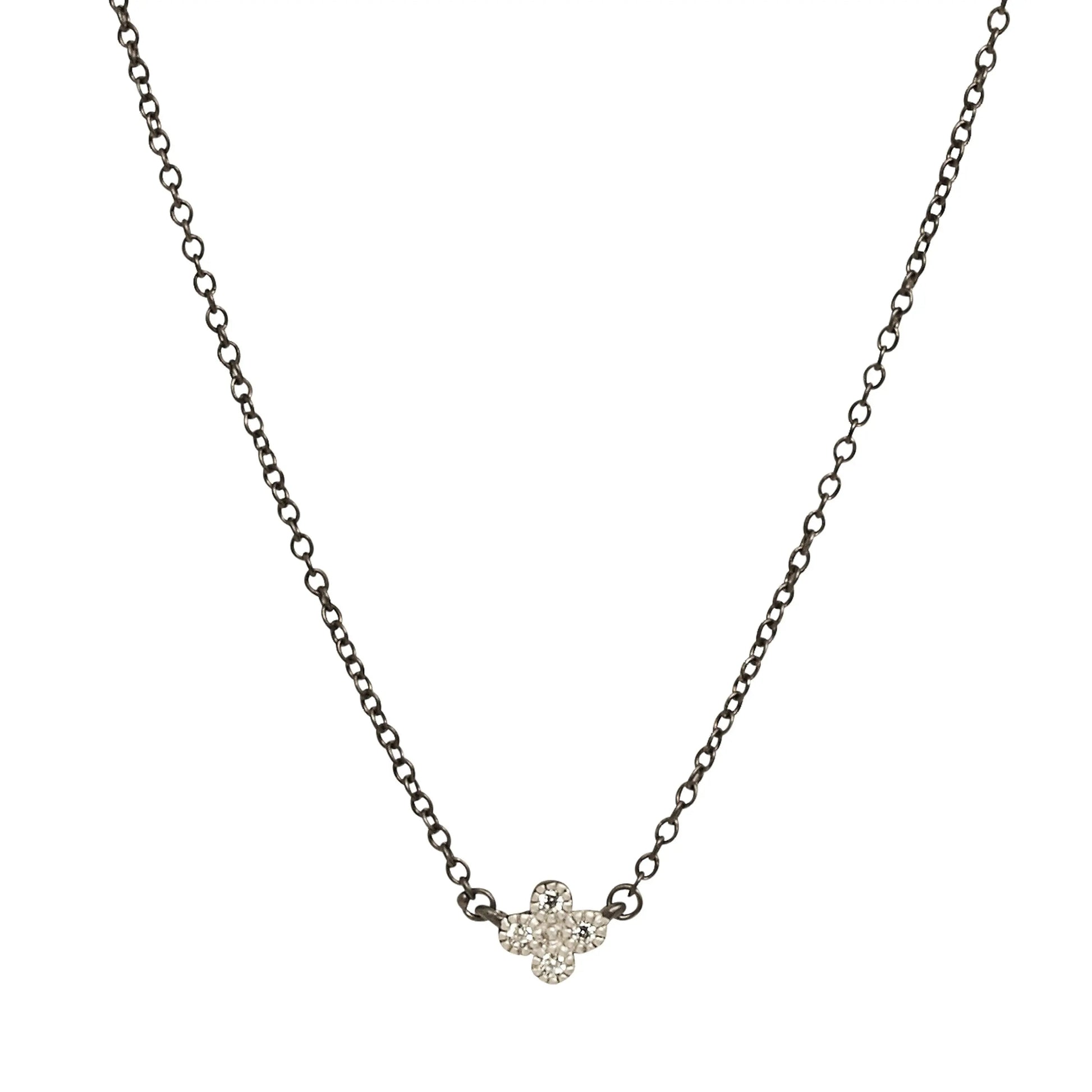 SilverBlack Mini Clover Necklace Signature NECKLACE