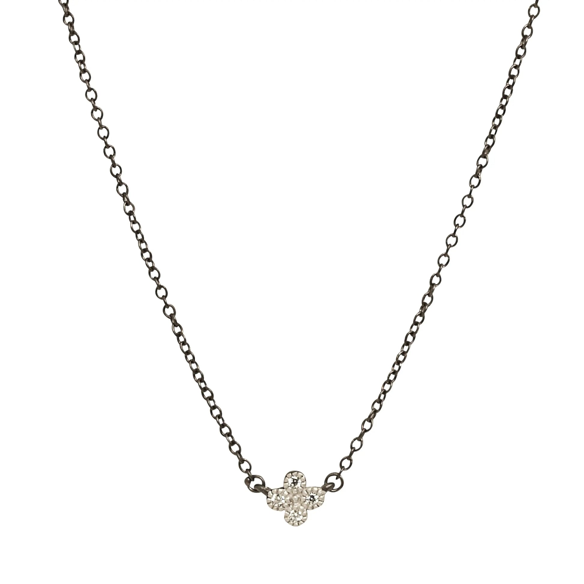 SilverBlack Mini Clover Necklace Signature NECKLACE