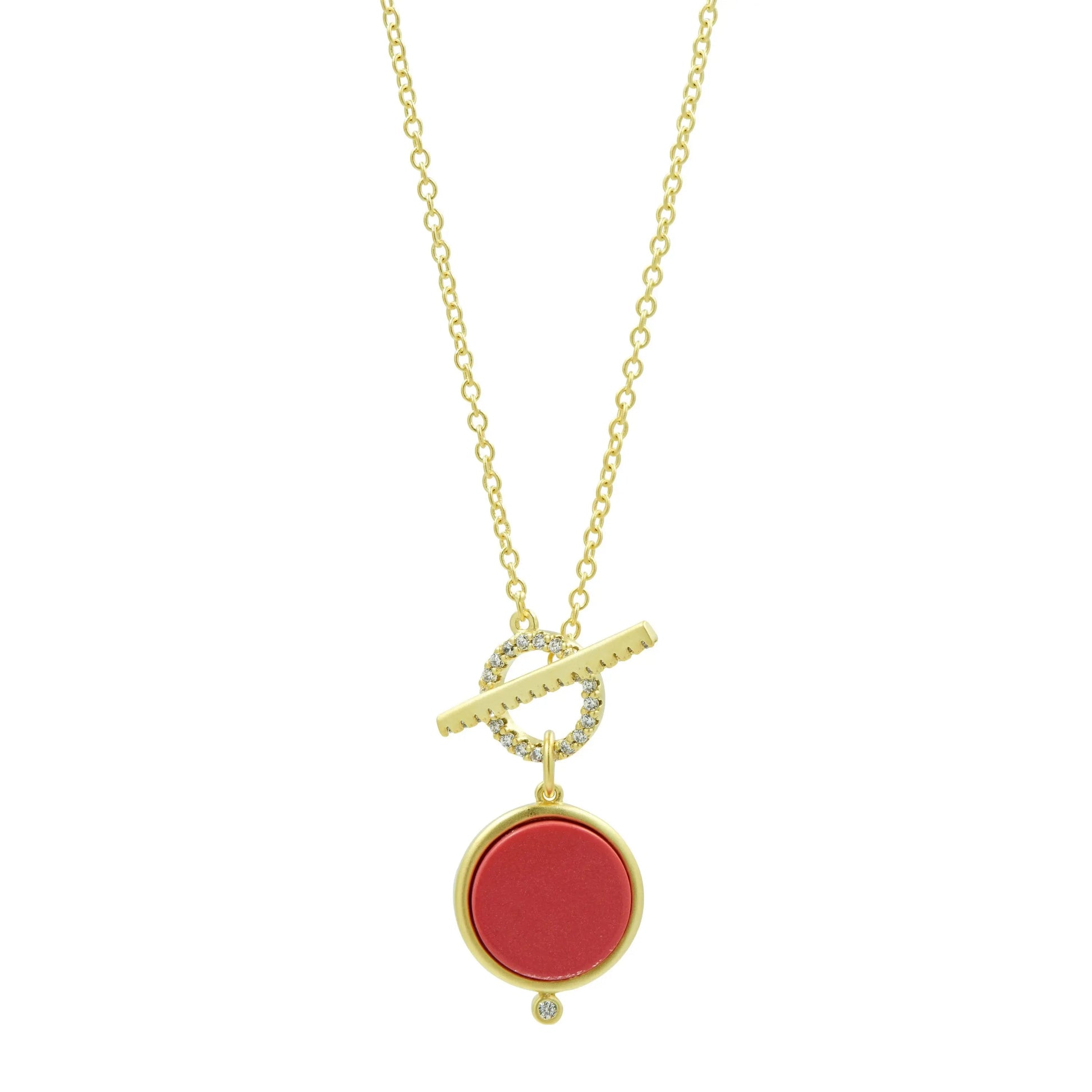 Coral Mother of Pearl Toggle Pendant Necklace Brooklyn Coast NECKLACE