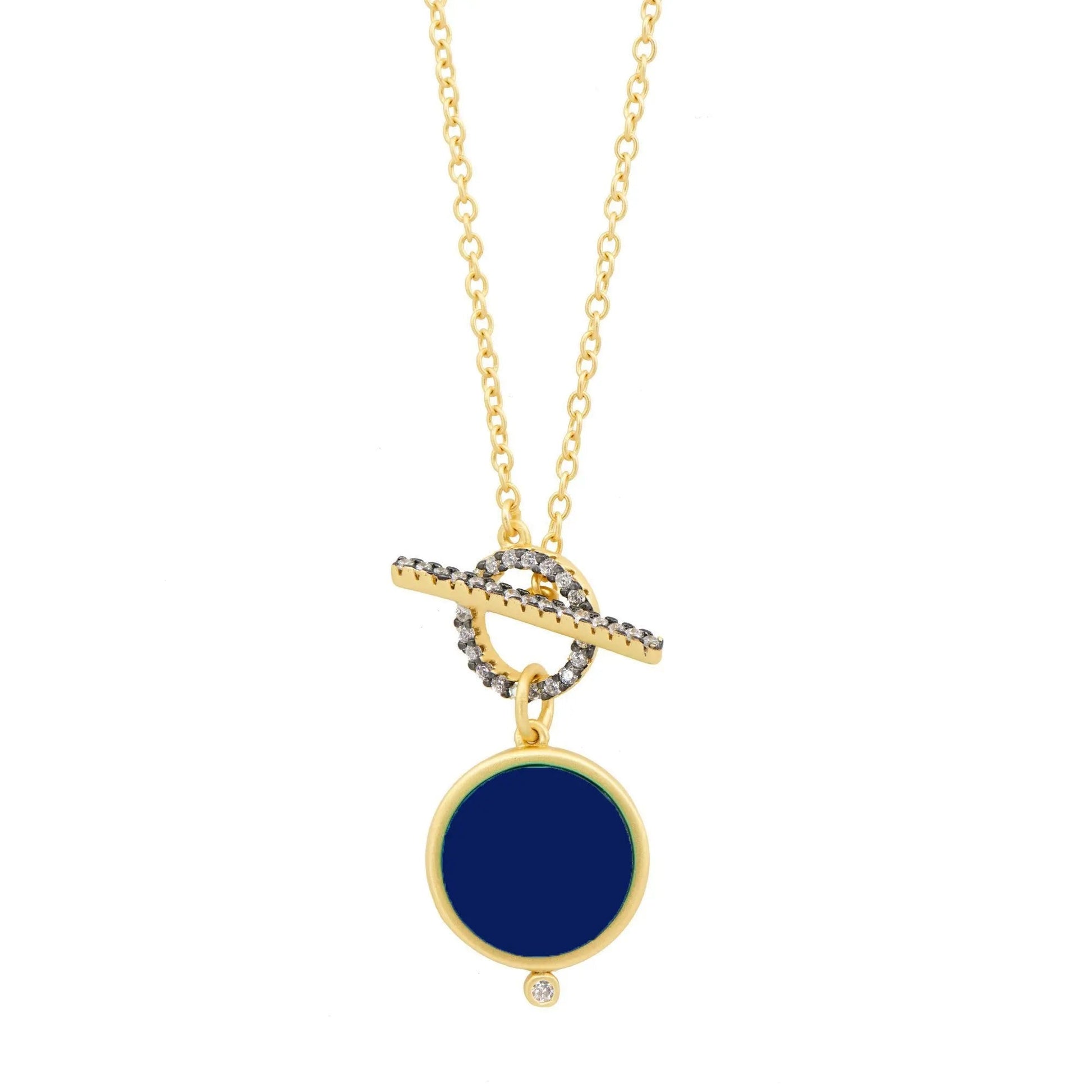 Lapis Mother of Pearl Toggle Pendant Necklace Brooklyn Coast NECKLACE