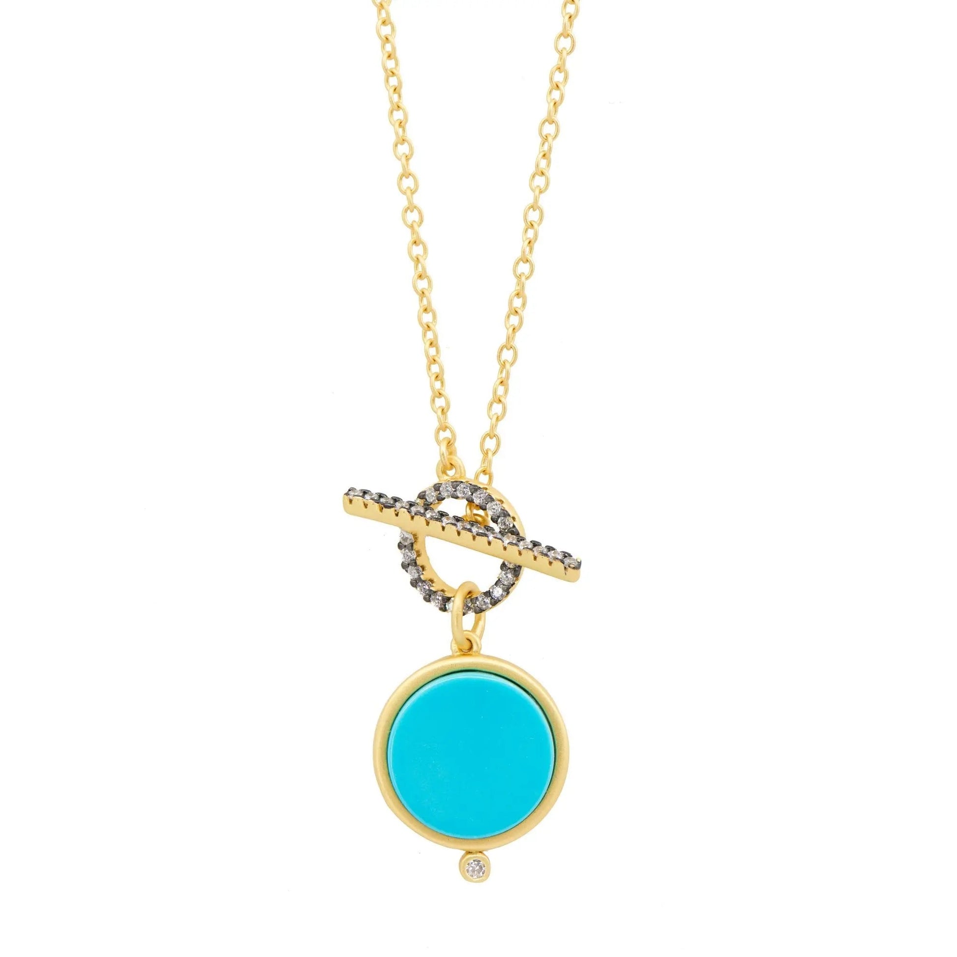 Turquoise Mother of Pearl Toggle Pendant Necklace Brooklyn Coast NECKLACE