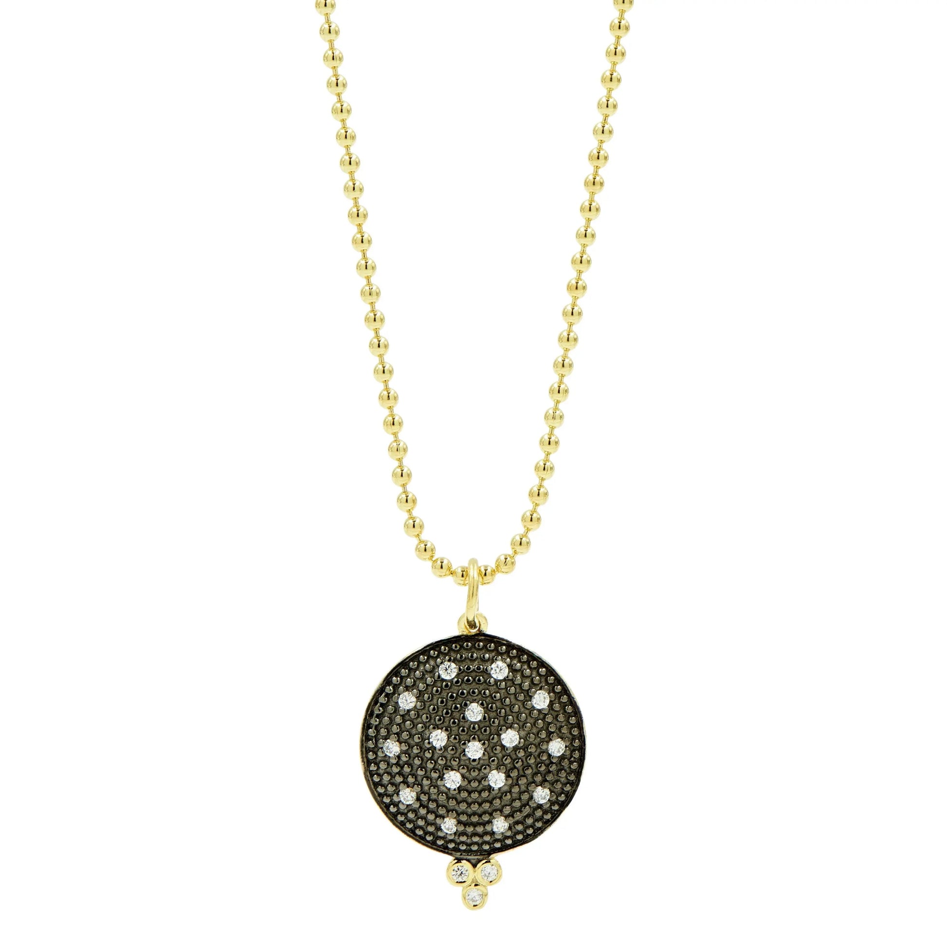 GoldBlack Pavé Disc Pendant Necklace Signature NECKLACE
