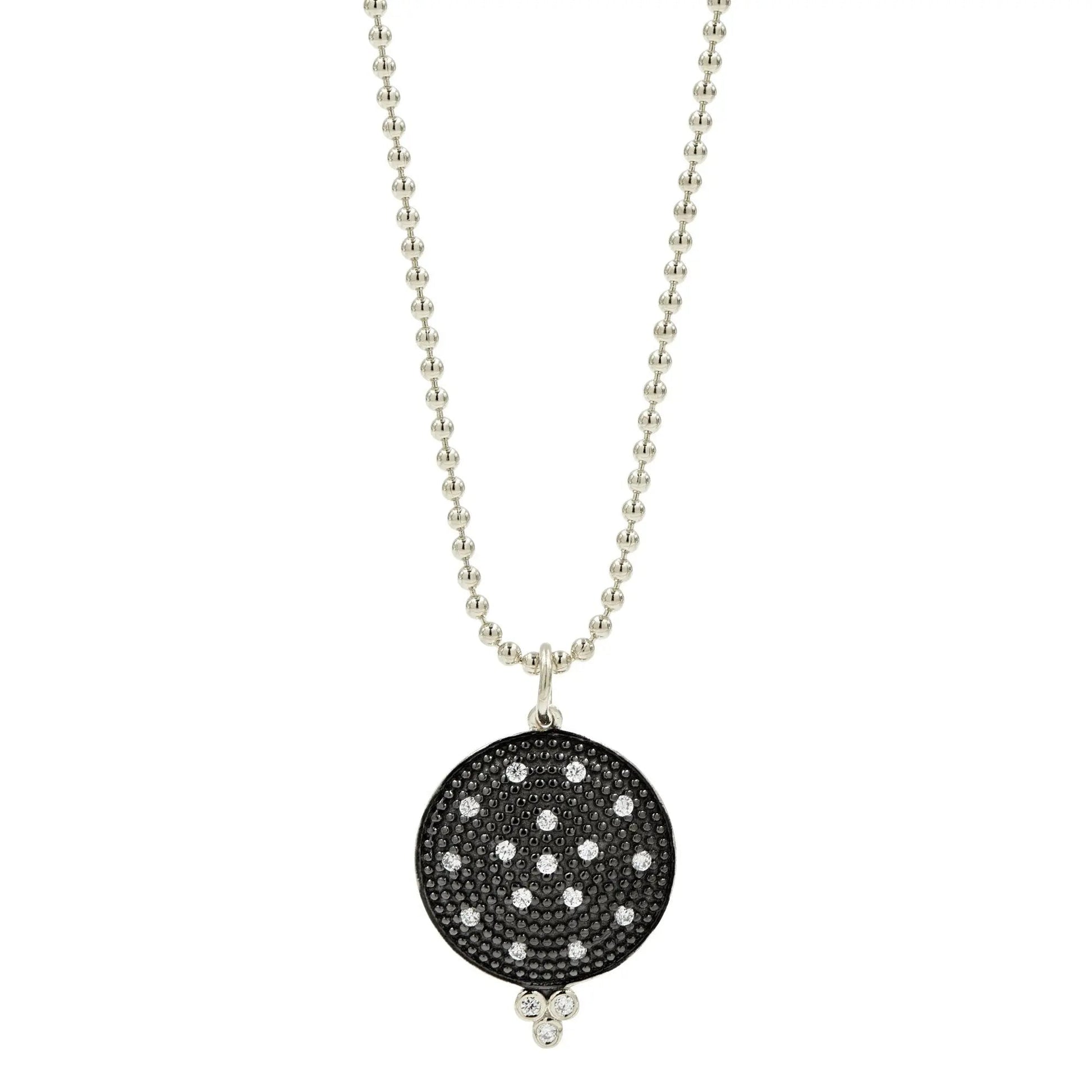 SilverBlack Pavé Disc Pendant Necklace Signature NECKLACE
